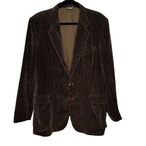 Boston Clipper Vtg Brown Mottled Soft Corduroy Two-Button Blazer Sz 44L